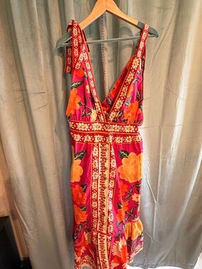 FARM Rio Magenta Maxi Dress with Orange Floral Print